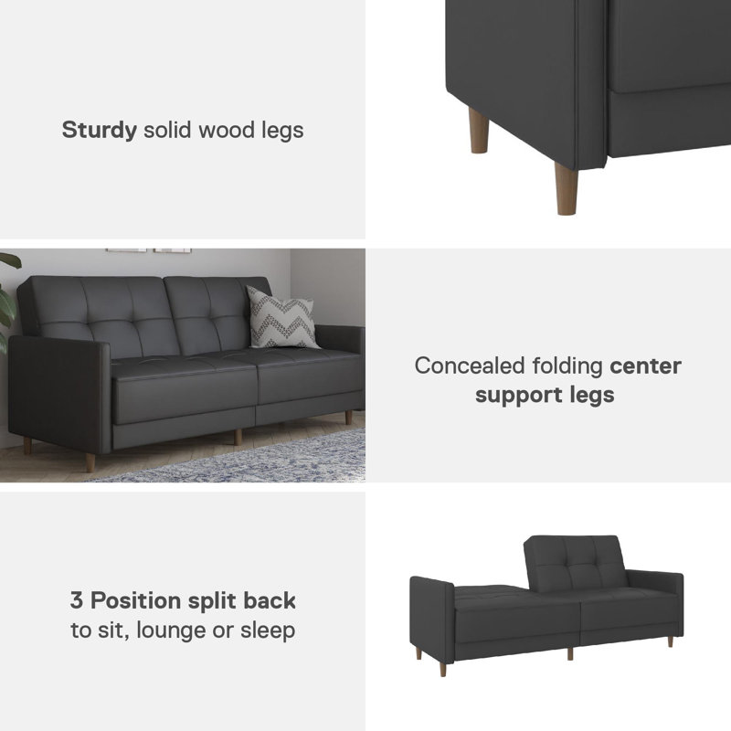 NEW　MERCURYソファ　PVC　BE/BK/BR/IV/RD Mercury Row® Benitez Twin or Smaller 76